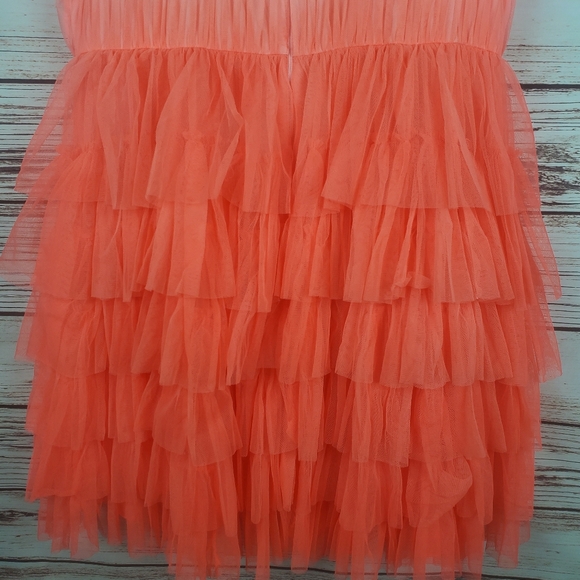 NWT Ivy City Co Womens XL La Ti Do Coral Ombre Tiered Tulle Dress Flutter Sleeve - Picture 11 of 11